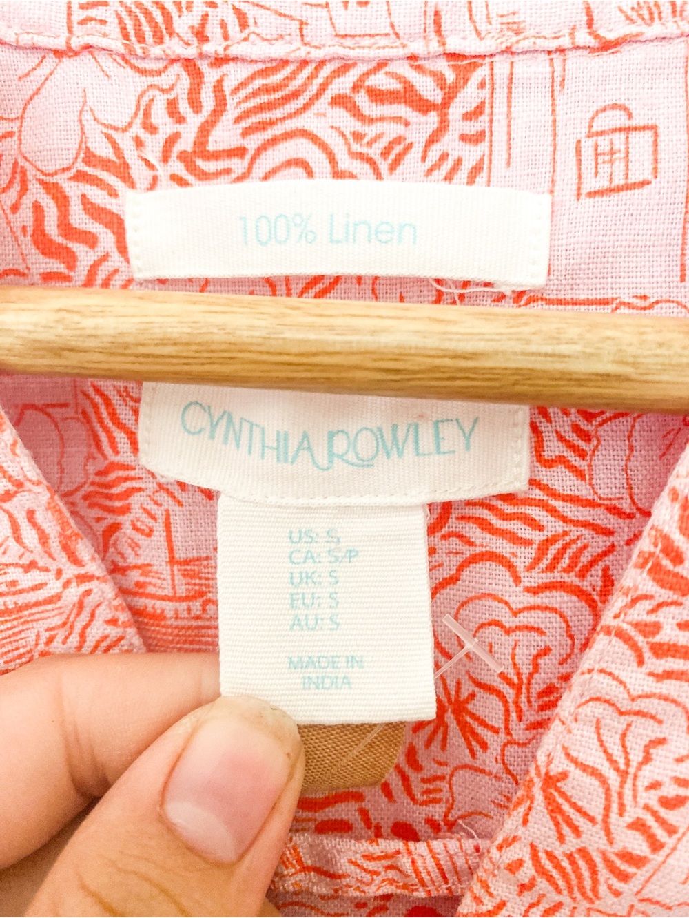 Cynthia Rowley Soft Pink Toile Print Sleeveless Shift Dress 100% Linen - Picture 4 of 8
